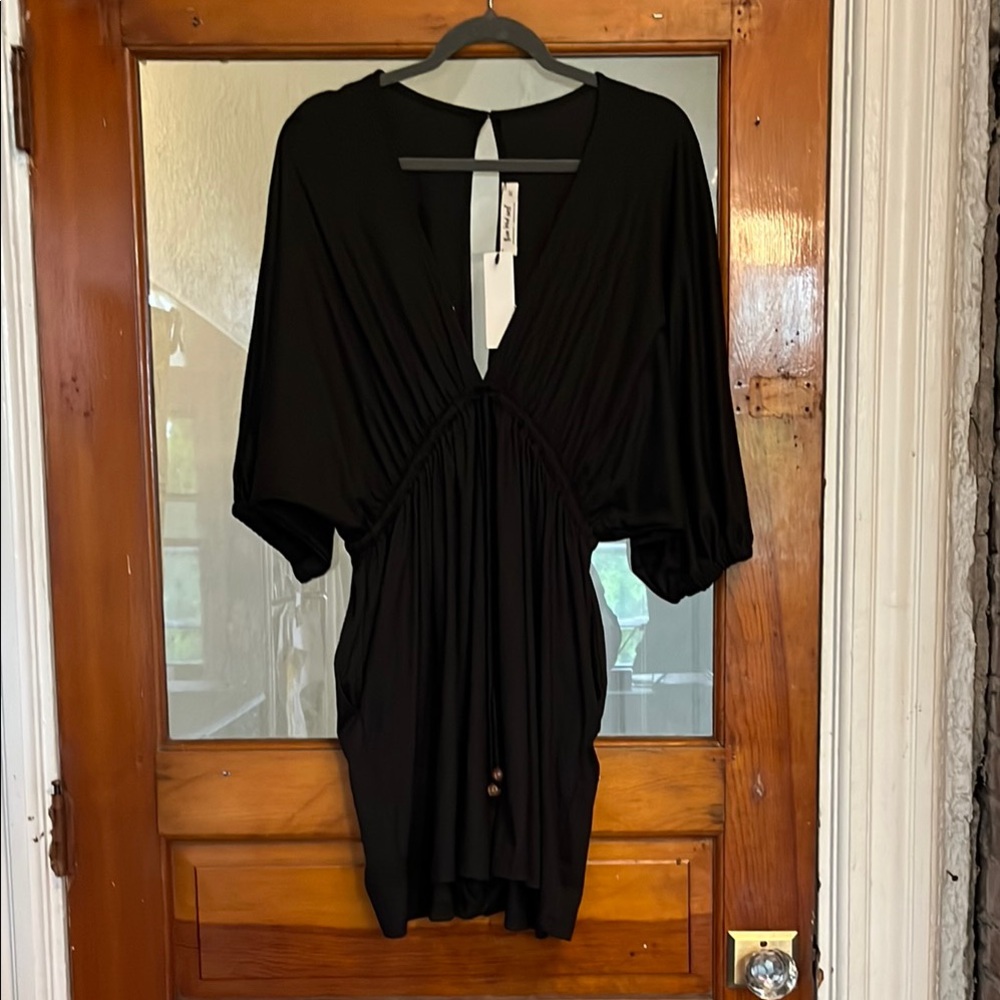 Three Bird Nest Black Midi Dress